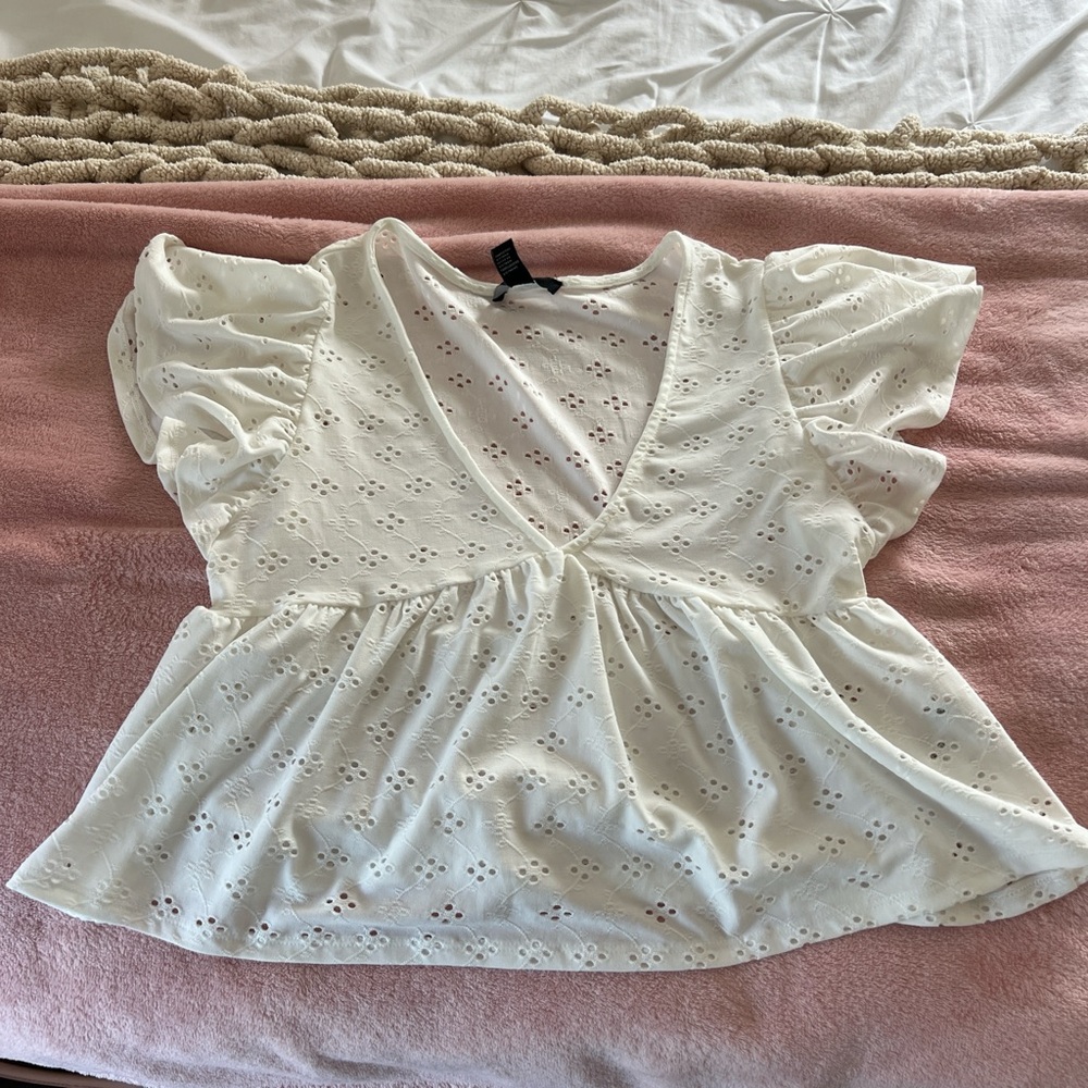white eyelet babydoll top